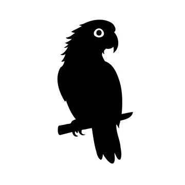 Parrot Silhouette on Branch. Simple Vector Illustration. イラスト素材