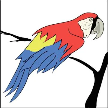 Parrot sitting on a branch Stock Illustration