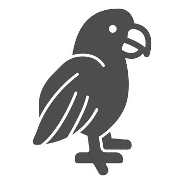 Parrot solid icon, domestic animals concept, macaw bird sign on white background 스톡 일러스트