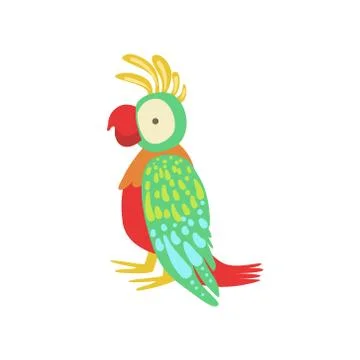 Parrot Stylized Childish Drawing 스톡 일러스트