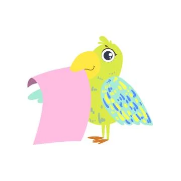 Parrot With The Template For The Message Stock Illustration