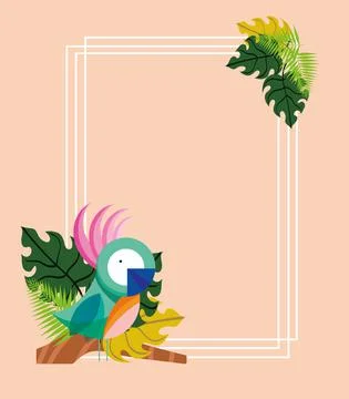 Parrot tree frame Stock Illustration