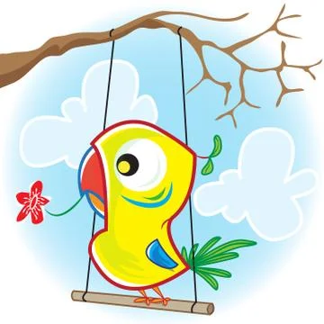 Parrot with tree Stock Illustration