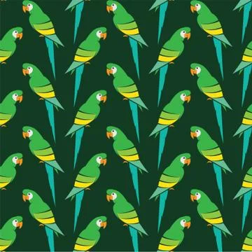 Parrot vector art background design for fabric and decor. Seamless pattern Stock Illustration