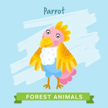 Parrot Vector, forest animals. 스톡 일러스트
