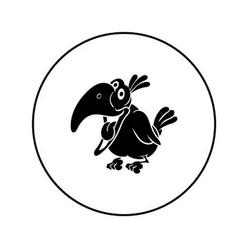 A parrot. Vector illustration in the form of a round black and white icon for イラスト素材