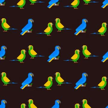 Parrots birds seamless pattern animal nature tropical parakeets education Stock Illustration