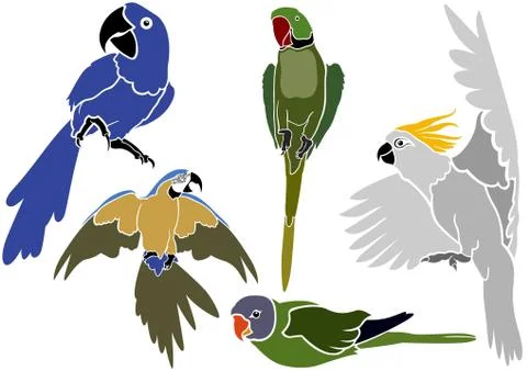 Parrots Icons Illustrazione stock