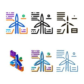 Parsing study windmill variety icon vector Stockillustratie
