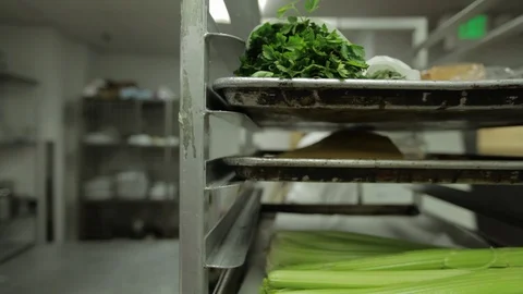 Parsley and celery on a rack in a kitchen Video stock 90885873