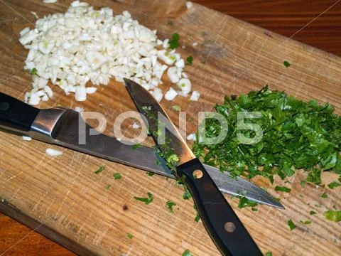 Parsley and garlic Stock Photos