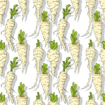 Parsnip roots repeating pattern Illustrazione stock