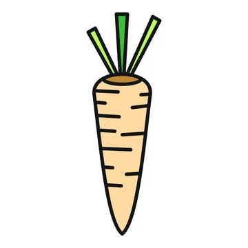 Parsnip vegetable root food flat icon illustration Stock Illustration
