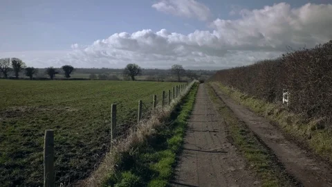 Part 1 of 4, Ride through empty countryside walking track. Video stock 86215540