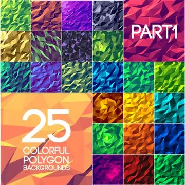 Part 1 of collection bright colors set polygonal backgrounds concept. Vector Stock Illustration