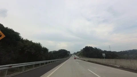 PART 1 Driving Through Trans Java Solo Salatiga -Semarang Toll Road, Solo Bawen Stock Footage 129460375