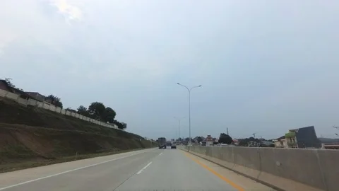 PART 1 Driving Through Trans Java Semarang - Batang Toll Road, Kali Kangkung Stock Footage 129469132