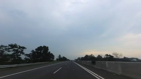 PART 1 Driving Through Trans Java Kanci - Palimanan Toll Road, Heavy Rain Drive Stock Footage 129477765