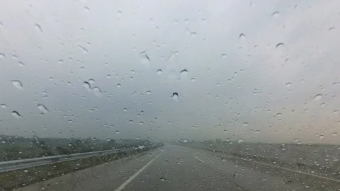 PART 1 Driving Through Trans Java Pemalang - Pejagan Toll Road, Heavy Rain Drive Stock Footage 129477888