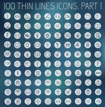 Part 2 of collection thin lines pictogram icon set concept backg Illustrazione stock