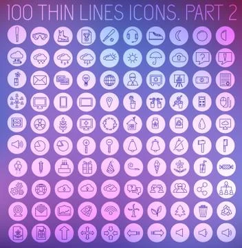 Part 2 of collection thin lines pictogram icon Stock Illustration