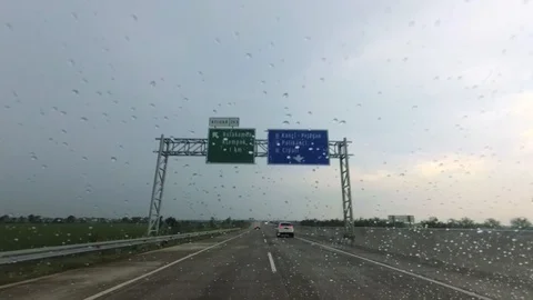 PART 2 Driving Through Trans Java Pemalang - Pejagan Toll Road, Brebes to Purwo Stock Footage 129477889