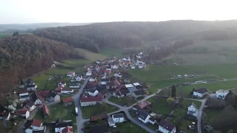 Part 2 - Entering view over Pfirschbach village in Odenwald, Hessen in Germany Video stock 154471167