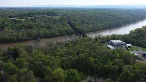 Part 3 of 3 aerial orbit around the James Rumsey Monument in Shepherdstown, WV. Stock Footage 129643661