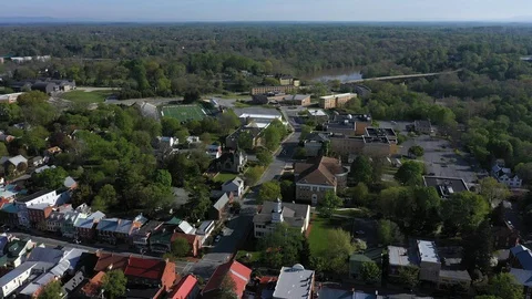 Part 3 aerial orbit around McMurrin Hall in Shepherdstown, West Virginia showing Stock Footage 129643226