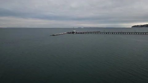 Part 3 - Drone of Winter Pier (White Rock, BC) Stock Footage 234570247
