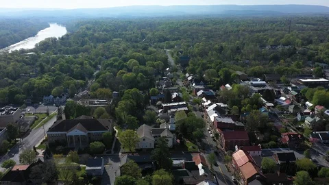 Part 4 aerial orbit around McMurrin Hall in Shepherdstown, West Virginia showing Video stock 129643718