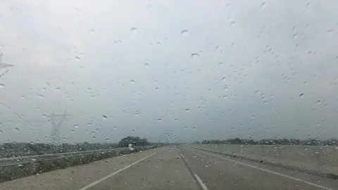 PART 4 Driving Through Trans Java Batang - PemalangToll Road, Heavy Rain Driving Stock Footage 129477873