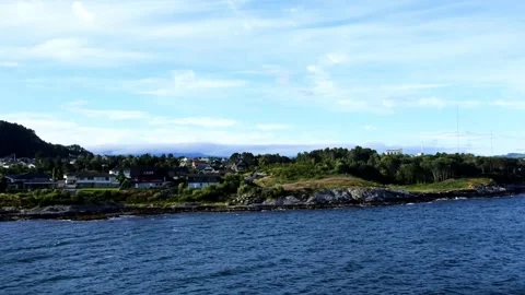 Part 5 of 18 arriving Florø, Flora, Kinn, Vestland, Norway on Hurtigruten Stock Footage 314562242