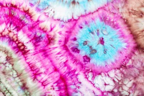 Part of abstract bright pattern in tie-dye batik Stock Photos