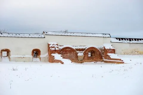 Part of the ancient monastery wall. The Virgin Assumption Monastery Stock Photos