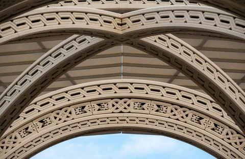 Part of an antique stone structure and a fragment of the classical decorat... Stockfoto's