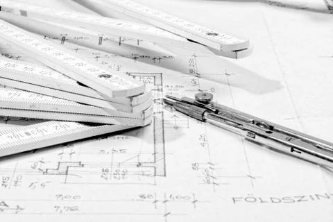 The part of architectural project Stock Photos