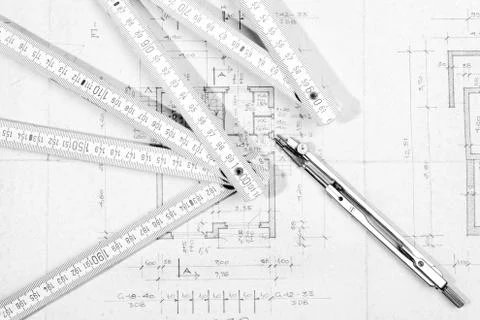 The part of architectural project Stock Photos