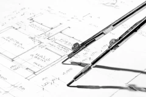 The part of architectural project Stock Photos