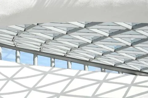 Part of the architectural structure consisting of a metal structure in the fo Stock Photos