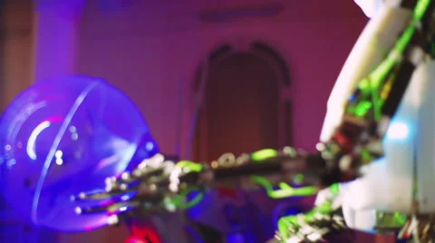 Part of the arm and torso android robot Stock Footage 68634806