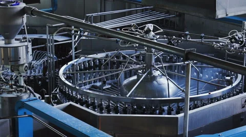 Part Automatic Line for Bottling Beer and Juice Stock Footage 62744376