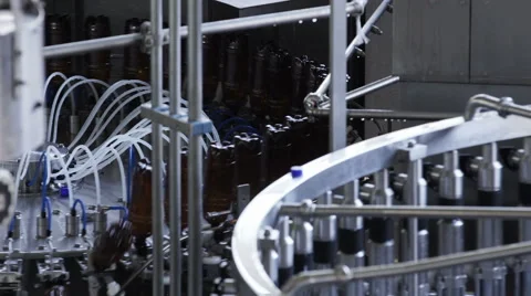 Part Automatic Line for Bottling Beer and Juice Stock Footage 62744529