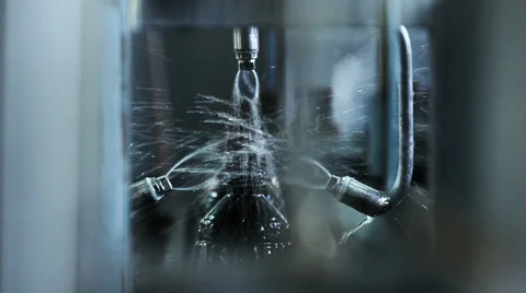 Part Automatic Line for Bottling Beer and Juice Stock Footage 62744666