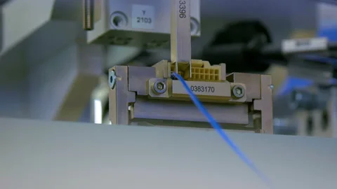 Part of the Automatic Line for the Production of Computer Cables and Connectors Stock Footage 92036083