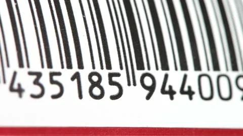 Part of a barcode on a simple drink tin can, bar code tag label object rollin Stock-Footage 176840620