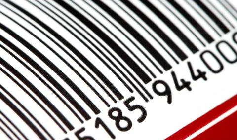 Part of a barcode on a simple drink tin can, bar code tag label object rolling Foto stock
