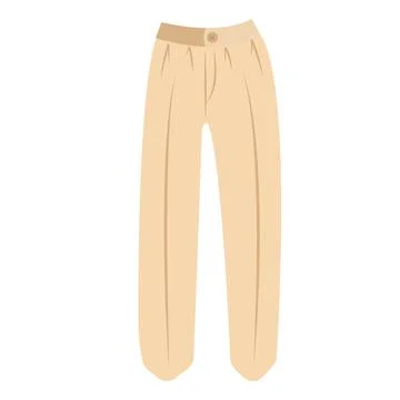 Part of basic wardrobe. Nude beige straight classic trousers. Clothing store, Illustrazione stock