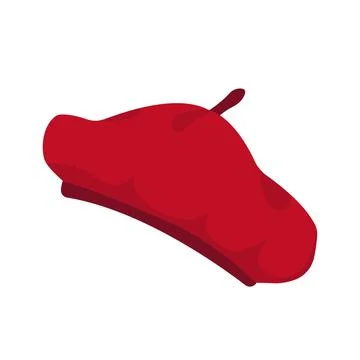 Part of basic wardrobe. Red beret. Clothing store, fashion. Flat style design 스톡 일러스트
