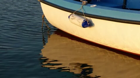 Part of boat with reflection in water Stock Footage 68776489